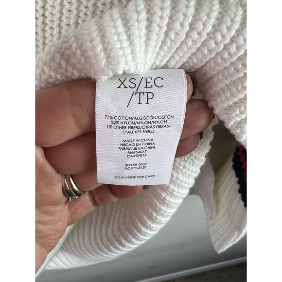 Cabi Sweater Ace Pullover Tennis White Old Money Preppy Split Hem EUC XS - Picture 5 of 7